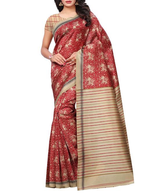 conversational printed saree with blouse - 15497508 - Standard Image - 1