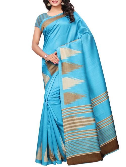 Temple bordered saree with blouse - 15497516 - Standard Image - 1