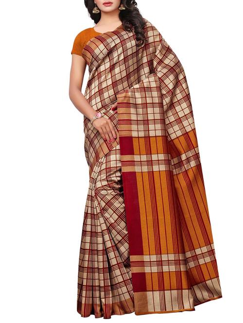 Checkered printed saree with blouse - 15497521 - Standard Image - 1
