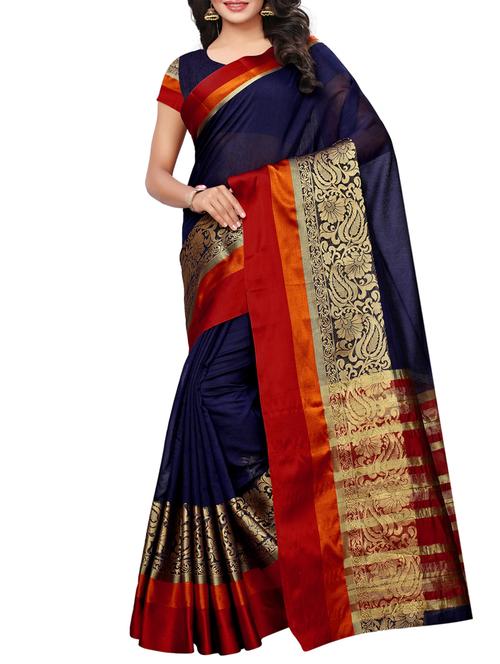Zari bordered maheshwari saree with blouse - 15497525 - Standard Image - 1