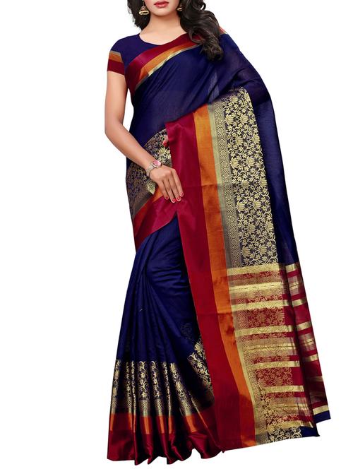 Zari bordered maheshwari saree with blouse - 15497527 - Standard Image - 1