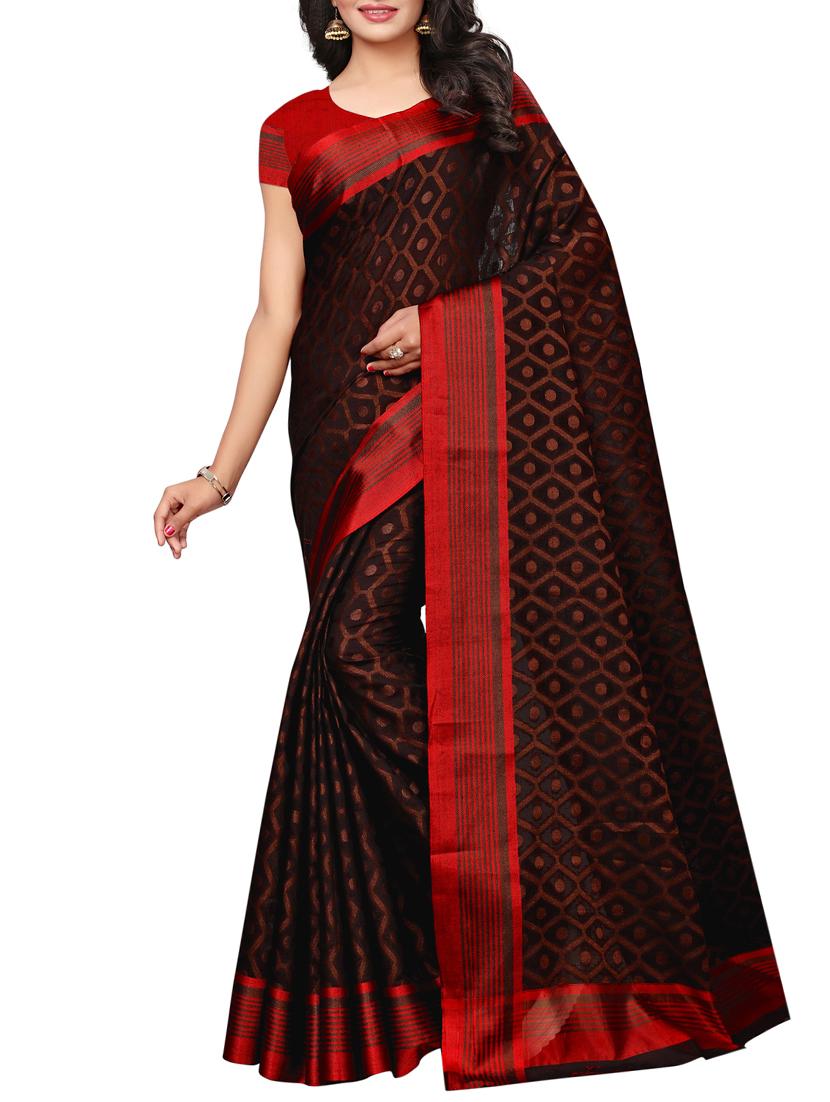 Geometrical woven saree with blouse - 15497530 - Zoom Image - 1