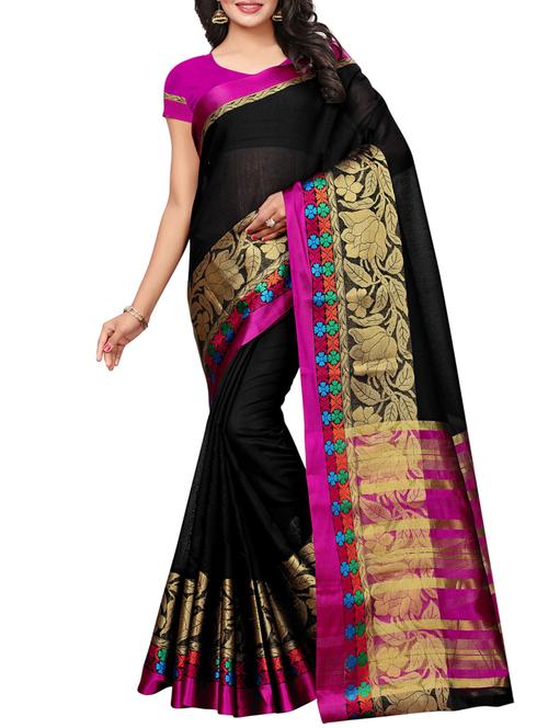 Floral bordered maheshwari saree with blouse - 15497538 - Standard Image - 1