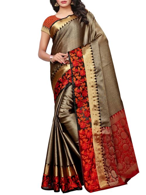 Zari bordered maheshwari saree with blouse - 15497539 - Standard Image - 1