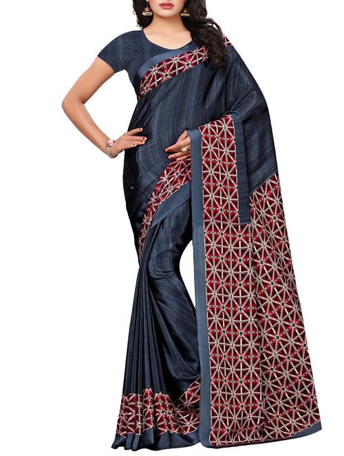 Geometrical bordered saree with blouse - 15497544 - Standard Image - 1