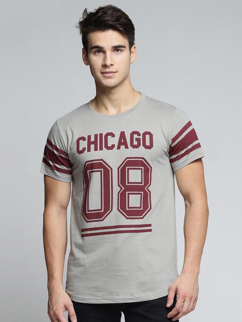 grey cotton chest print tshirt - 15497560 - Standard Image - 1