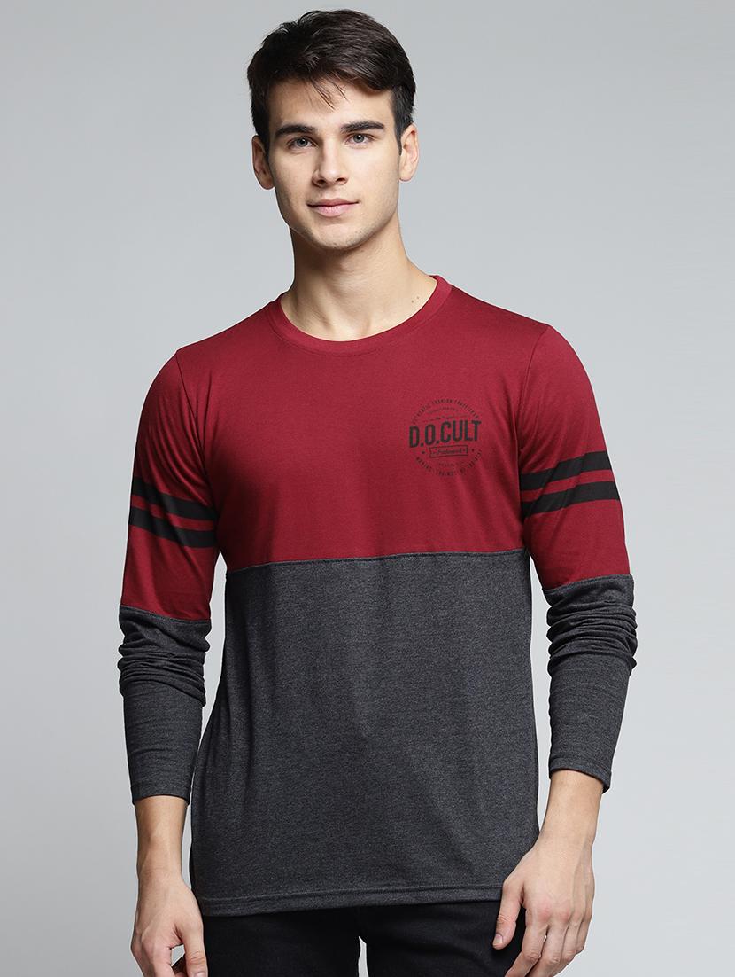 grey cotton color block t-shirt - 15497565 - Zoom Image - 1