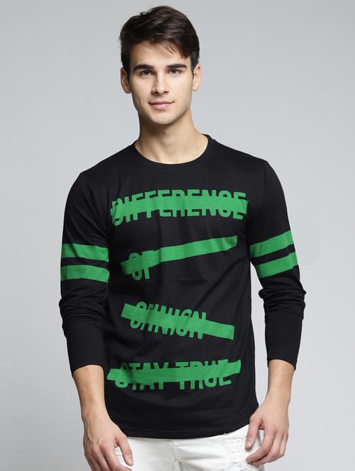 black cotton front print t-shirt - 15497586 - Standard Image - 1