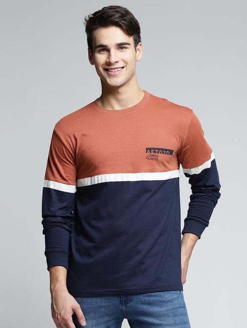 multi colored cotton color block t-shirt - 15497589 - Standard Image - 1