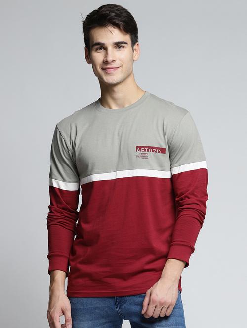 multi colored cotton color block t-shirt - 15497590 - Very Small Image - 1