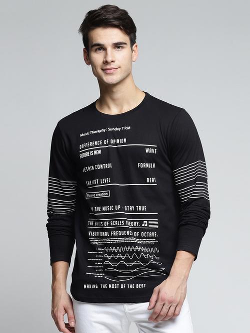 black cotton all over print t-shirt - 15497593 - Very Small Image - 1