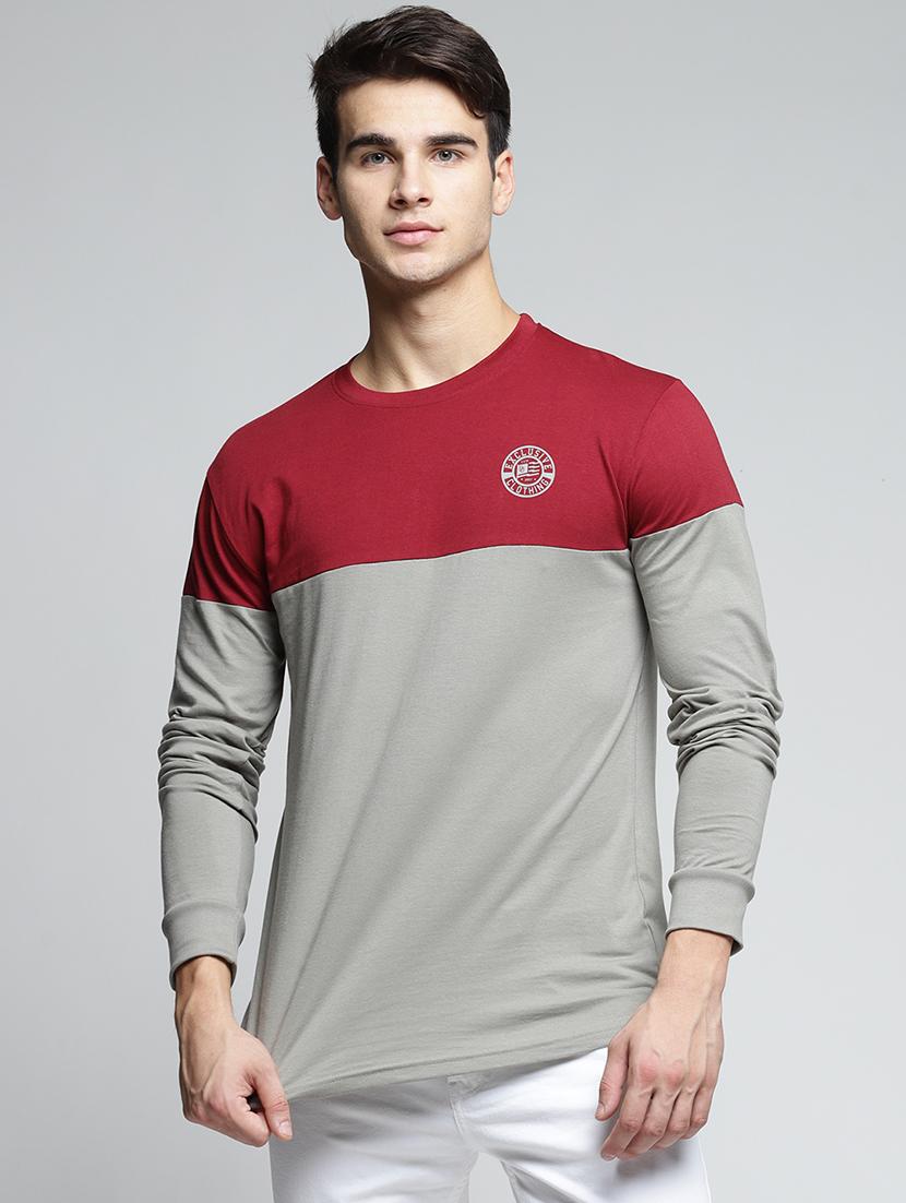 grey cotton color block t-shirt - 15497598 - Zoom Image - 1