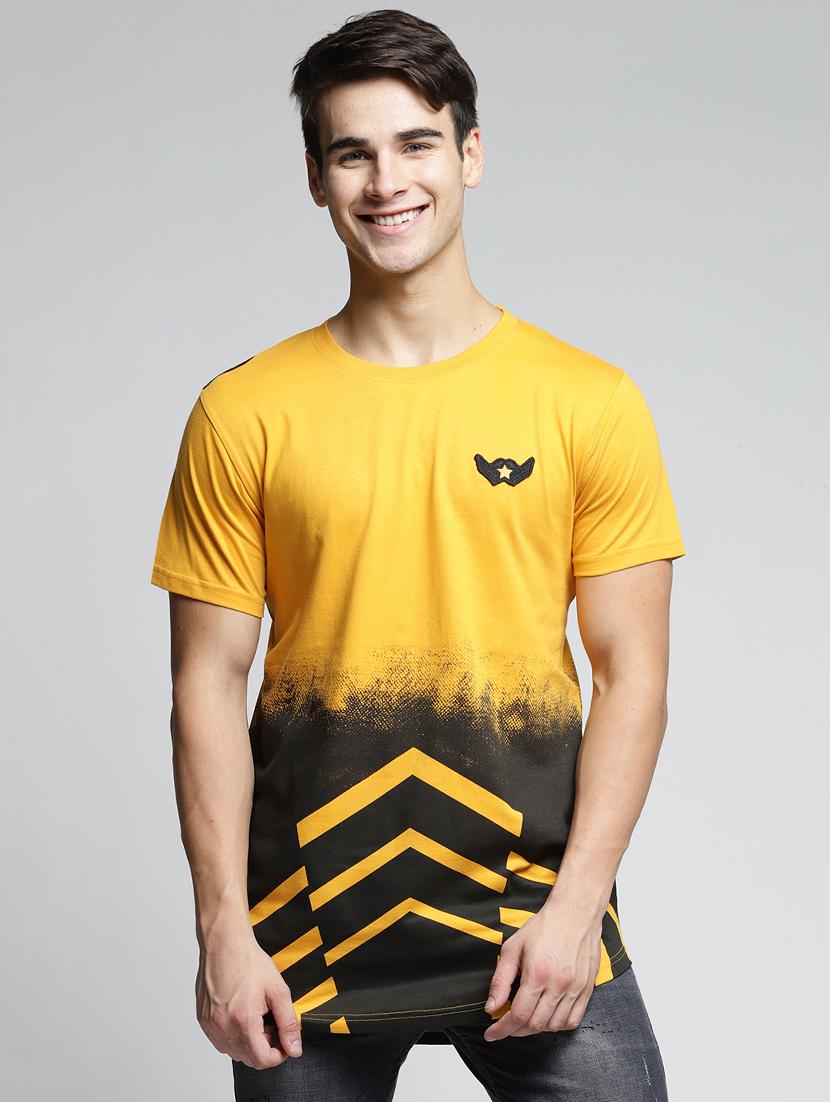 yellow cotton all over print t-shirt - 15497608 - Zoom Image - 1