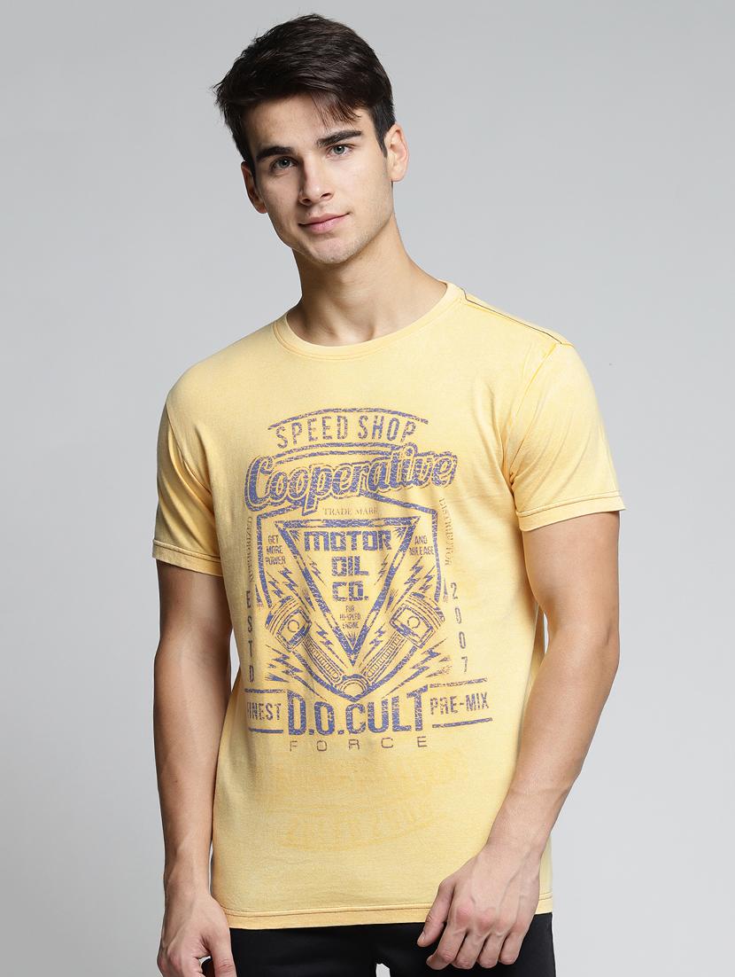 yellow cotton all over print t-shirt - 15497624 - Zoom Image - 1