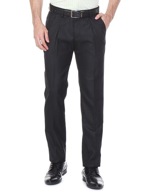 black polyester blend pleated formal trouser - 15497705 - Standard Image - 1