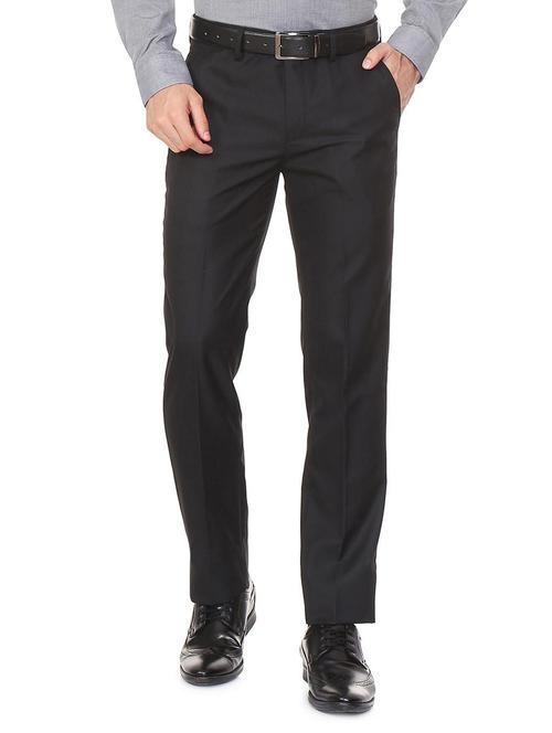 black polyester blend flat front formal trouser - 15497708 - Standard Image - 1