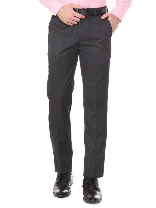 black polyester blend flat front formal trouser - 15497709 - Standard Image - 1