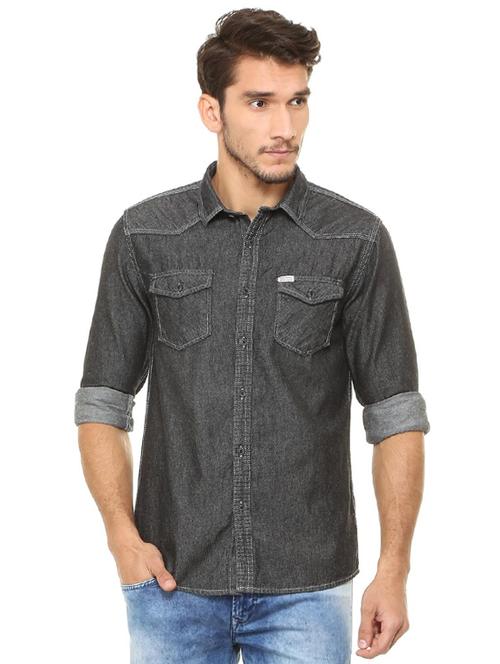 grey cotton casual shirt - 15497718 - Standard Image - 1