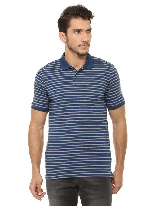 navy blue cotton blend pocket t-shirt - 15497762 - Standard Image - 1