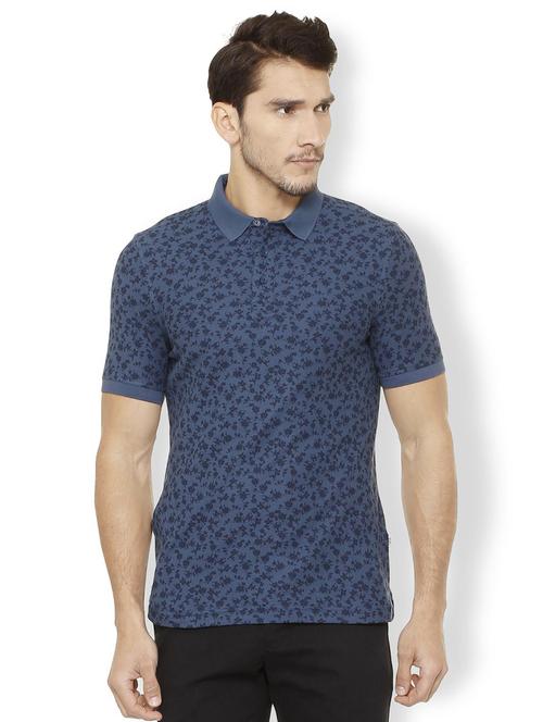 navy blue cotton polo t-shirt - 15497779 - Standard Image - 1