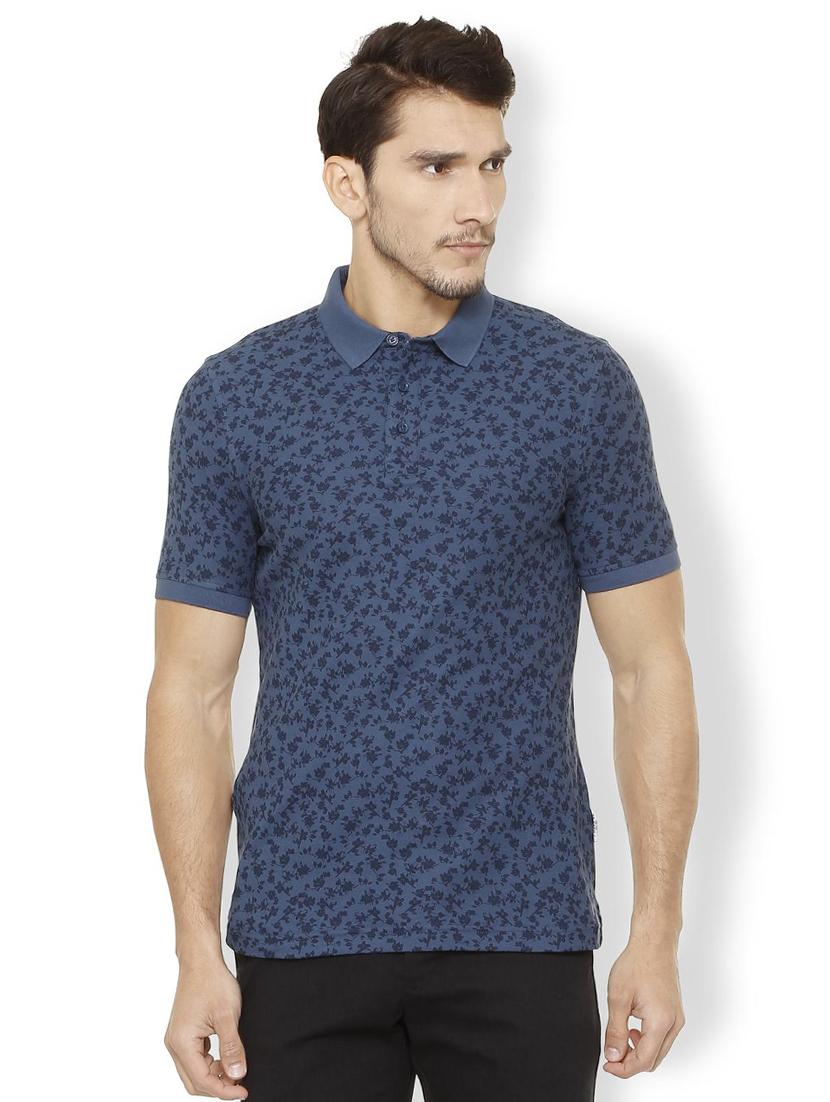 navy blue cotton polo t-shirt - 15497779 - Zoom Image - 1