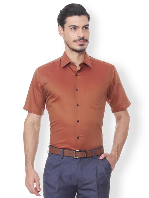 brown cotton formal shirt - 15497846 - Standard Image - 1