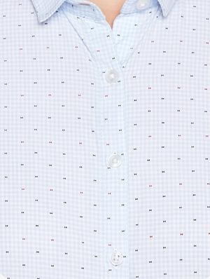 u-shaped hem printed checkered shirt - 15497860 - Standard Image - 4