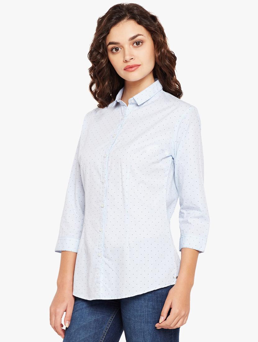 u-shaped hem printed checkered shirt - 15497860 - Zoom Image - 2