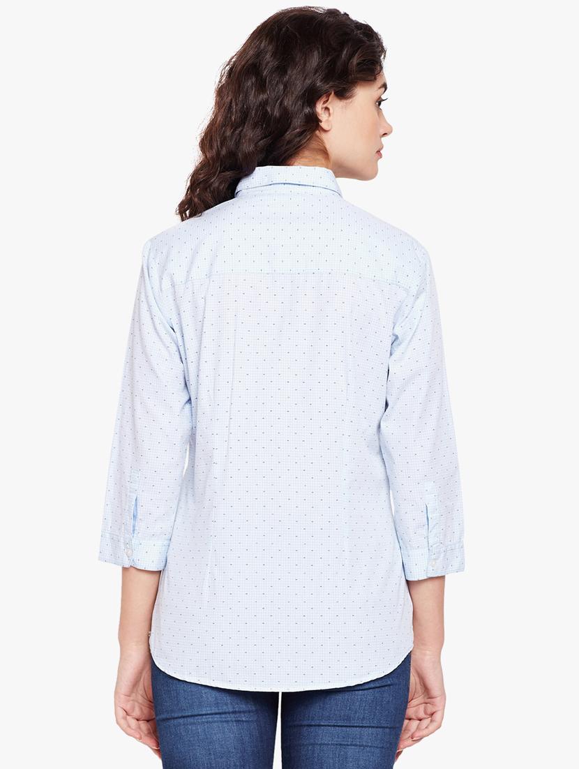 u-shaped hem printed checkered shirt - 15497860 - Zoom Image - 3