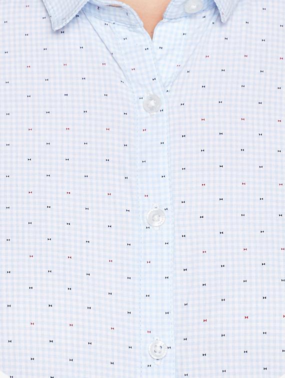u-shaped hem printed checkered shirt - 15497860 - Zoom Image - 4