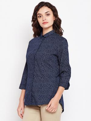navy blue printed shirt - 15497865 - Standard Image - 2