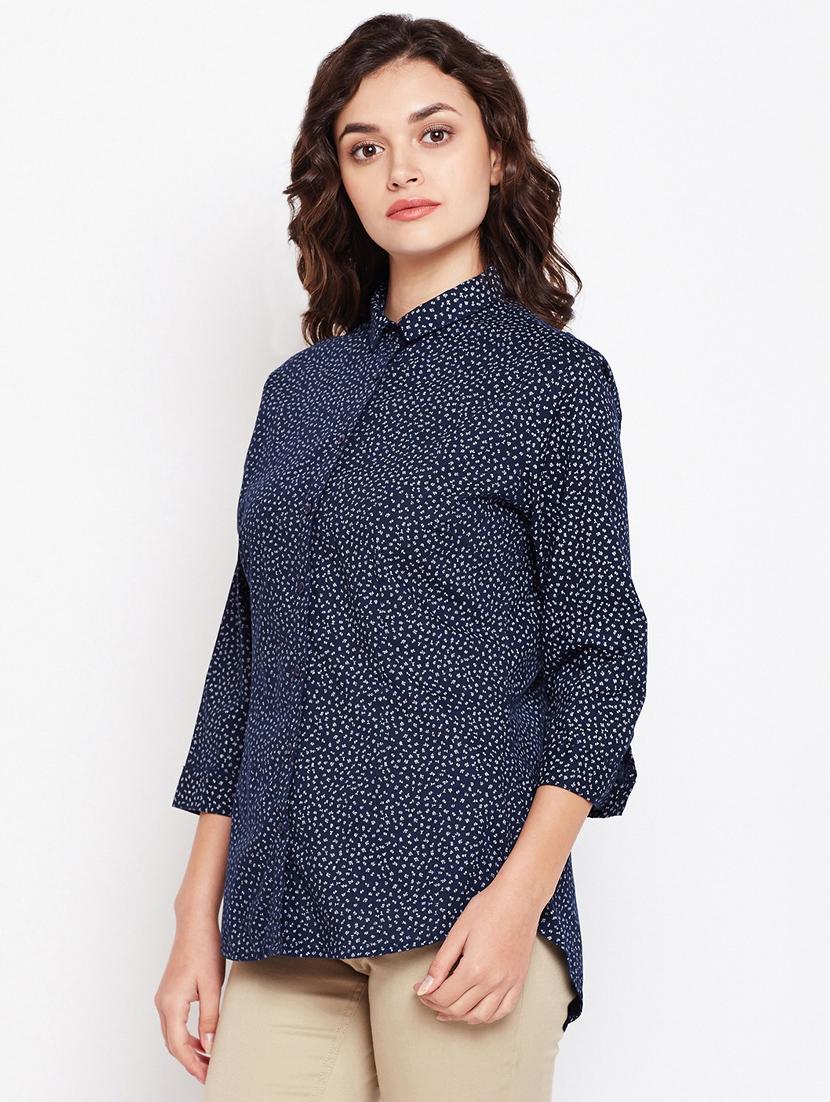 navy blue printed shirt - 15497865 - Zoom Image - 2