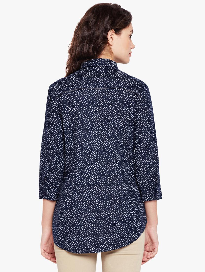 navy blue printed shirt - 15497865 - Zoom Image - 3