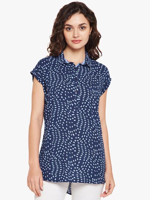 cap sleeved printed tunic - 15497875 - Standard Image - 1