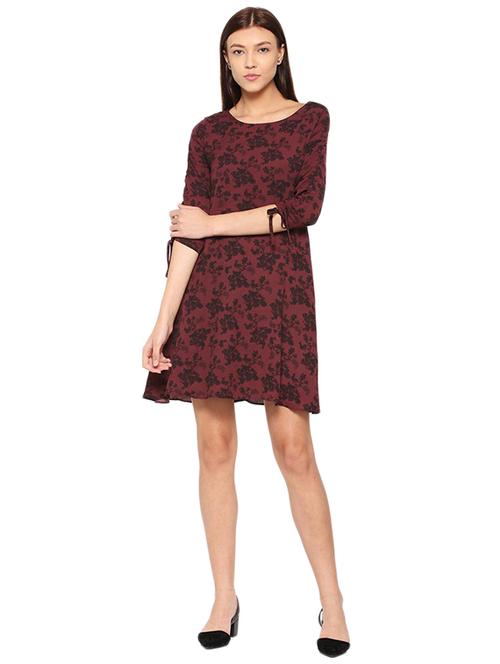 side tie sleeved printed a-line dress - 15497935 - Standard Image - 1