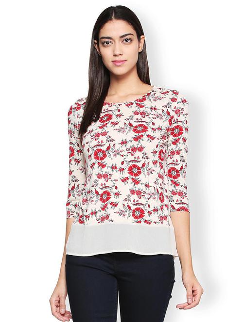 sheer hem panel printed top - 15497946 - Standard Image - 1