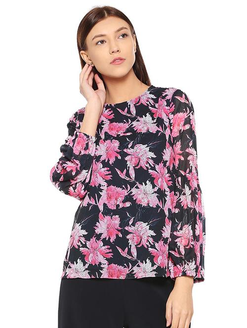 round neck floral regular top - 15497953 - Very Small Image - 1