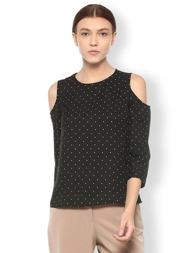 cold shoulder polka dots print top - 15497966 - Very Small Image - 1