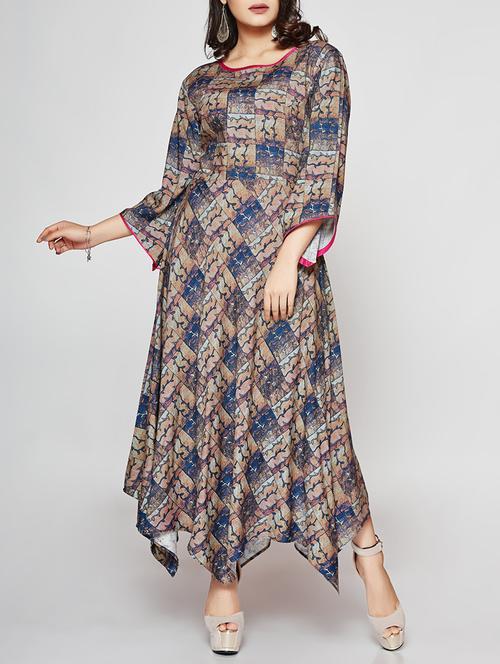 Asymmetric printed kurta - 15498119 - Standard Image - 1