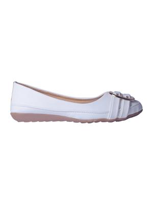 white slip on ballerinas - 15498155 - Standard Image - 2