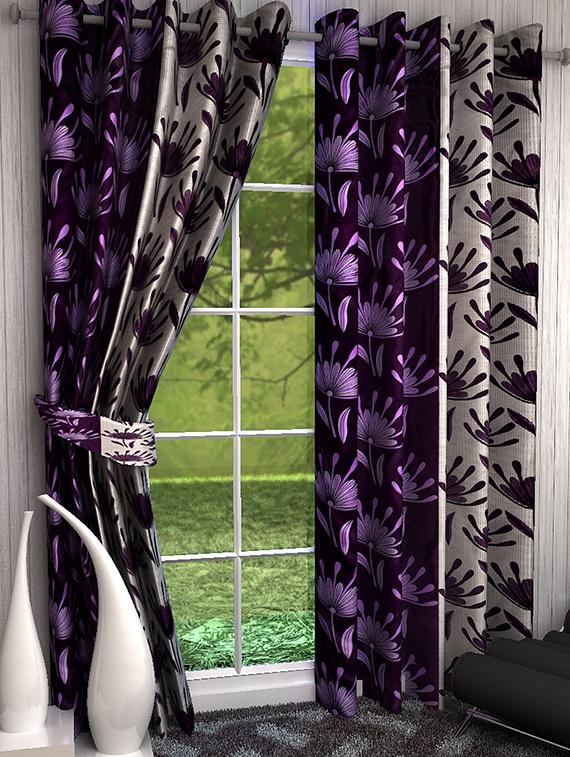 Set of 8 Polyester Long Door Curtains - 15498463 - Zoom Image - 1