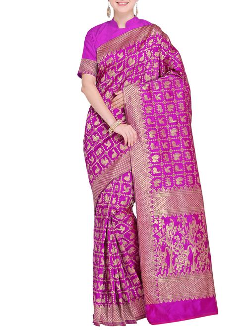 conversational kanjivaram saree with blouse - 15498577 - Standard Image - 1