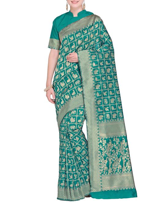 conversational kanjivaram saree with blouse - 15498578 - Standard Image - 1