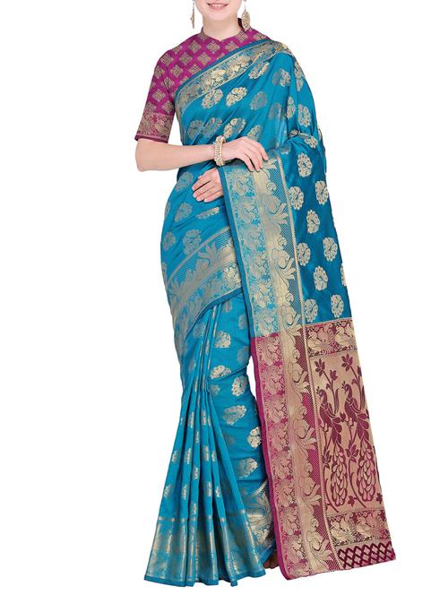 Conversational kanjivaram saree with blouse - 15498589 - Very Small Image - 1