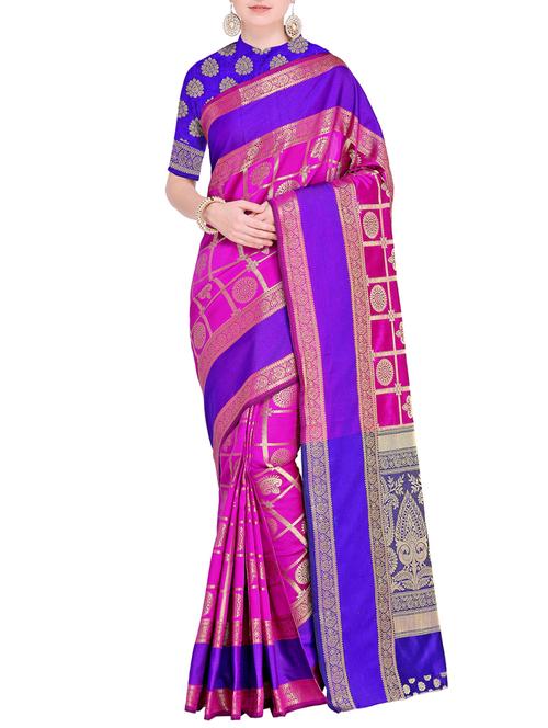 Zari motifs kanjivaram saree with blouse - 15498598 - Standard Image - 1