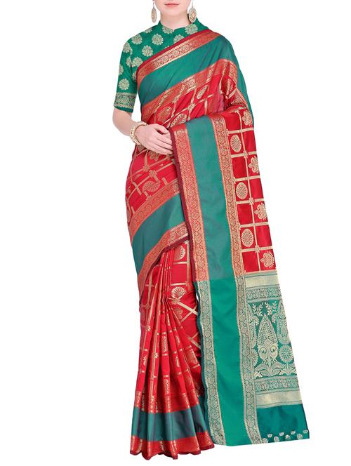 Zari motifs kanjivaram saree with blouse - 15498599 - Standard Image - 1
