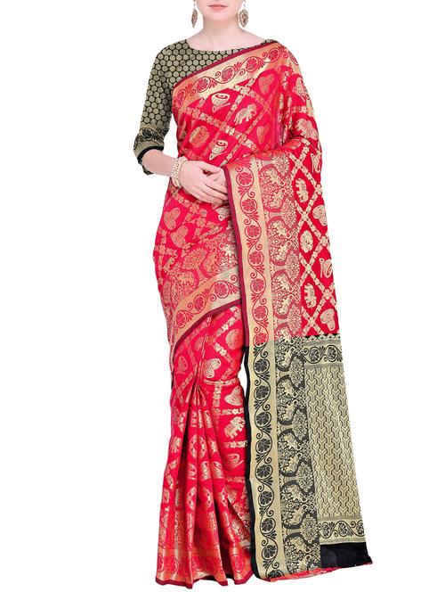 Zari Conversational Kanjivaram saree with blouse - 15498603 - Standard Image - 1
