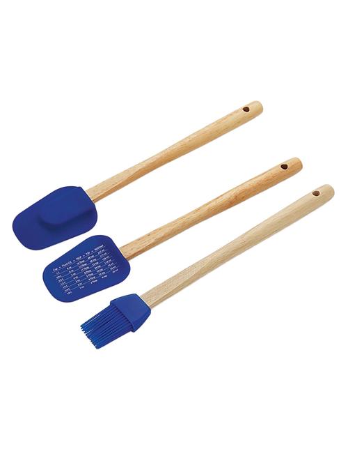rena germany wooden handle silicone spatula - cupped spoon & silicone brush - combo silicone spoon - 15498632 - Standard Image - 1
