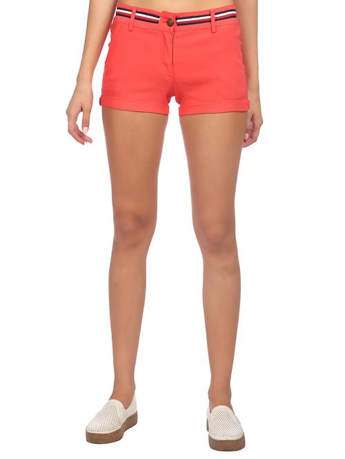 taping detail mid waist shorts - 15498657 - Standard Image - 1
