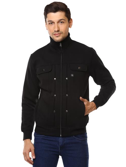 black cotton casual jacket - 15498697 - Standard Image - 1